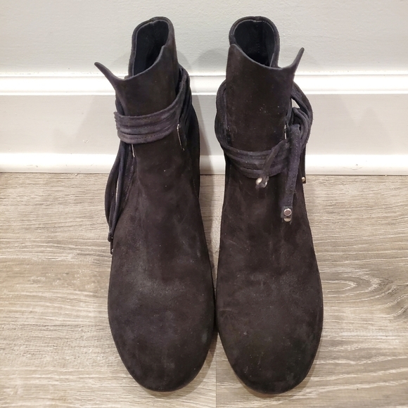 Rag & Bone Dalia II Black Suede Boots Stud Tipped Straps - Picture 4 of 7